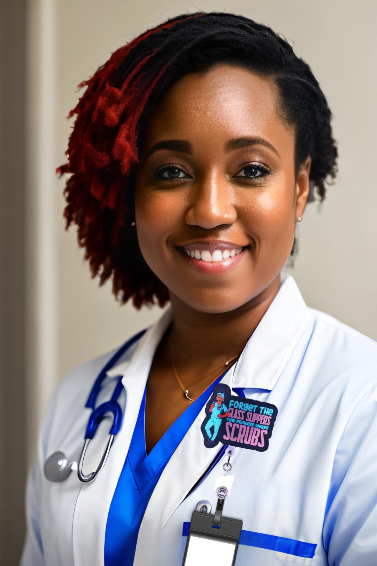 Cute African American Nurse Badge Reel, Black Girl Badge Holder, Nursing Badge Buddy, Nurse ID Holder,