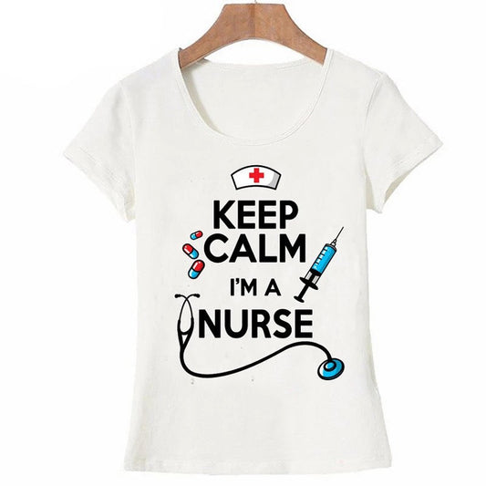 Keep Calm I’m a Nurse T-Shirt Nurse Tee Custom Nurse Women Fit T-Shirt