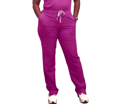 “Passion”Split Hem Scrub Pants Full Length Stretch Scrub Pants