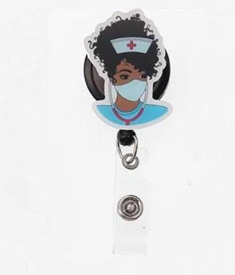 African American Nurse Badge Reel Caucasian Nurse Bade Reel