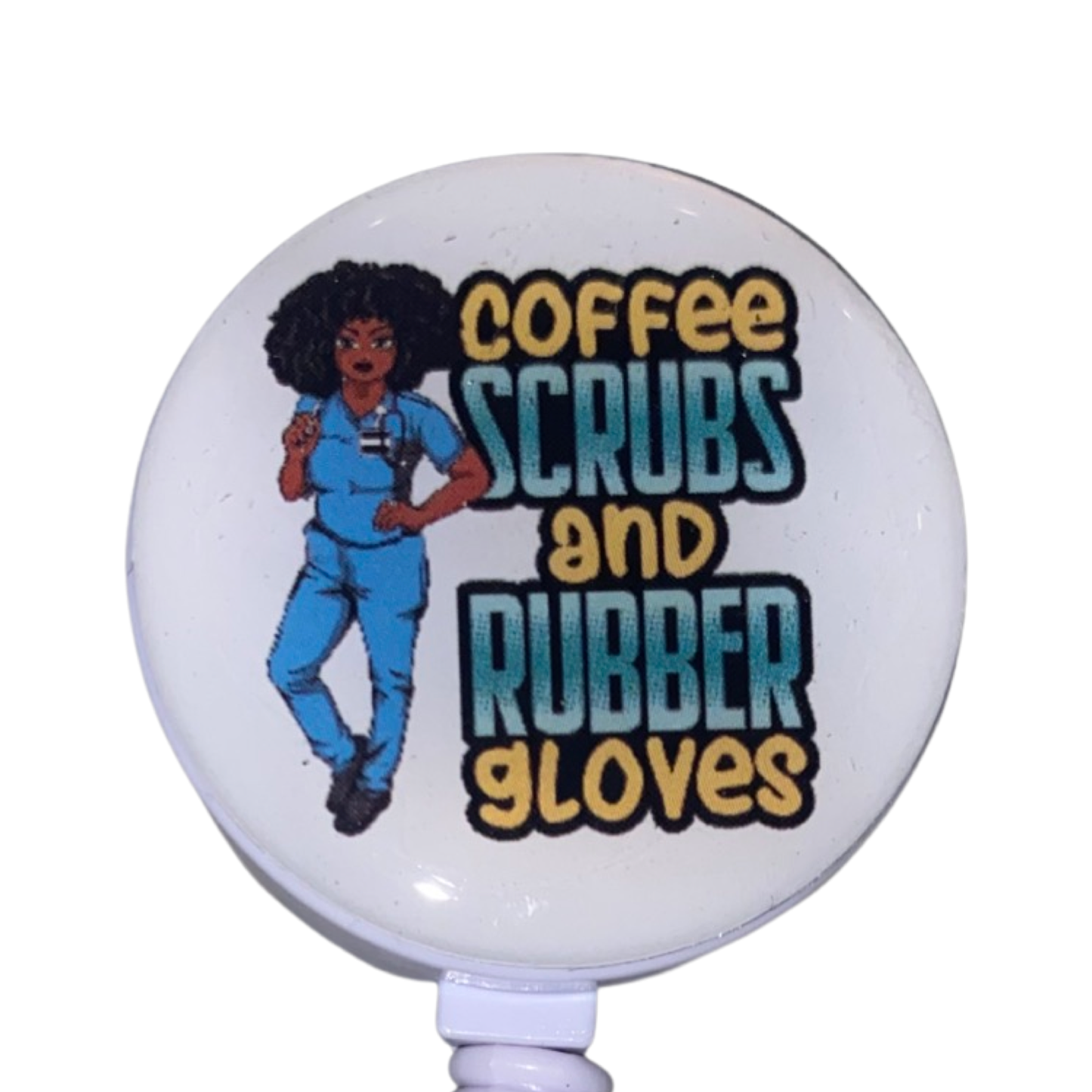 Coffee, Scrubs and Rubber Gloves Badge Reel Badge Holder