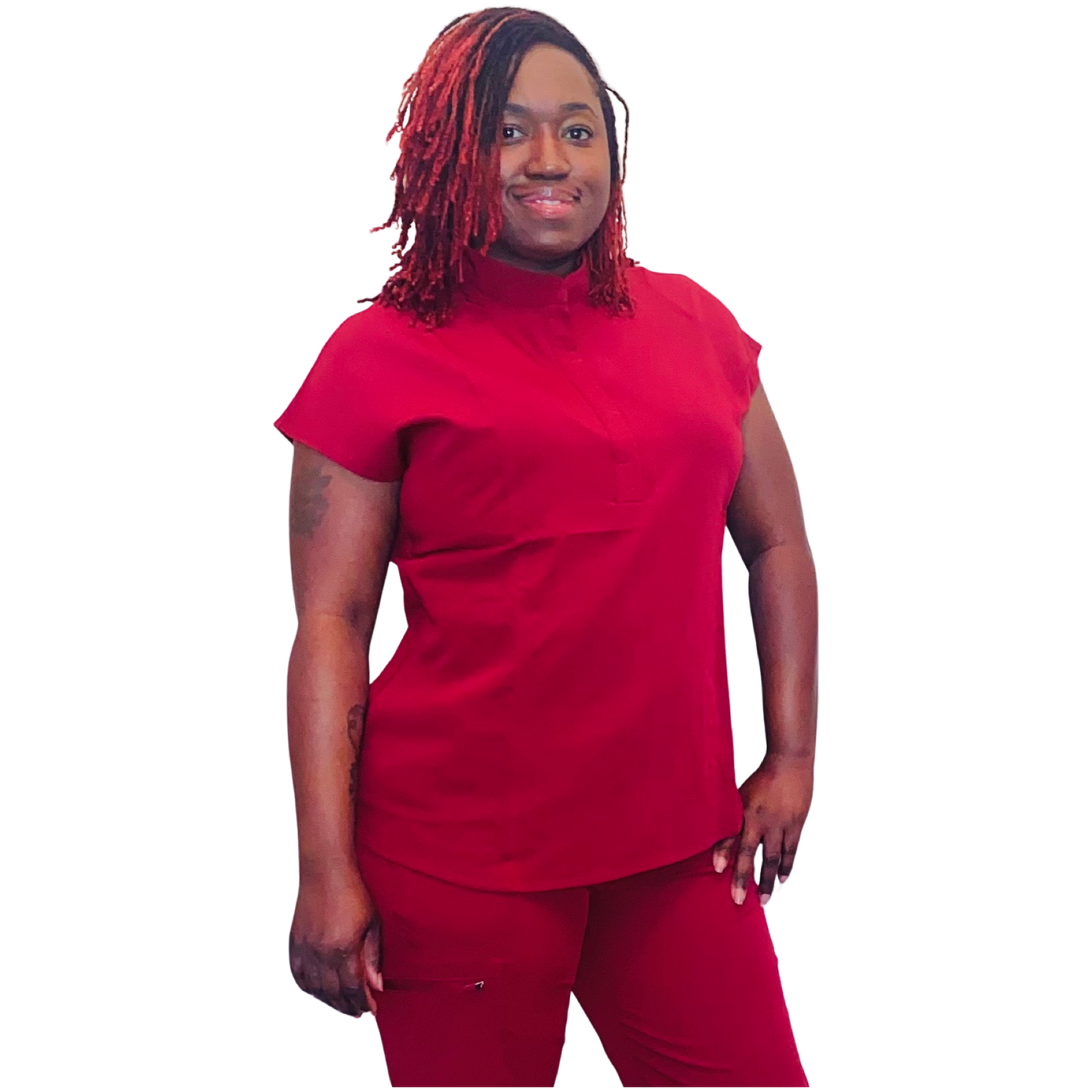 Energy- Mandarin Collar Performance Scrub Top